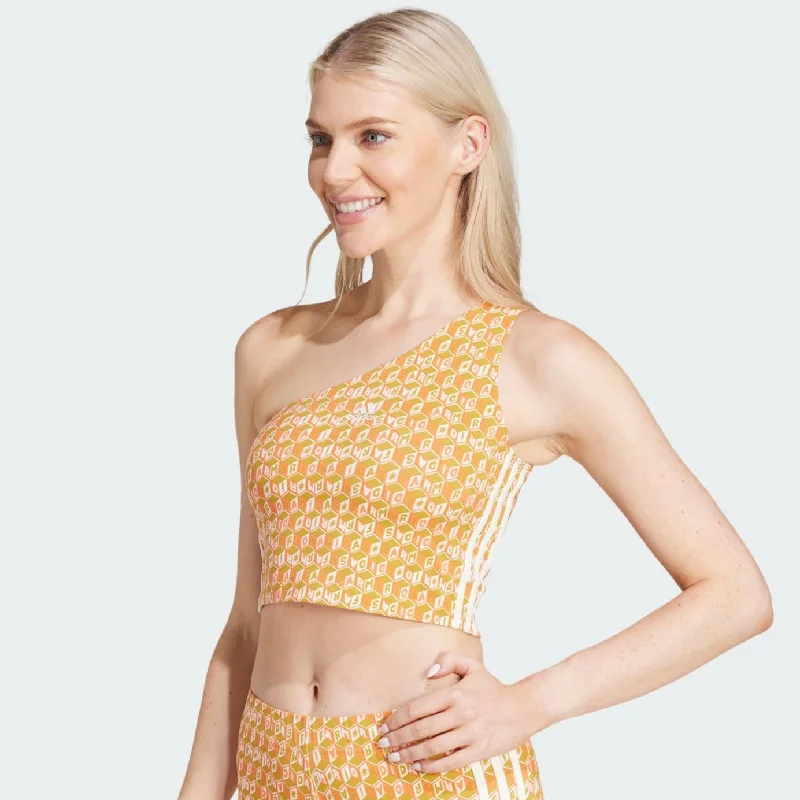 Adidas x FARM "Rio" Women's One-Shoulder Cropped Tank coral tank top