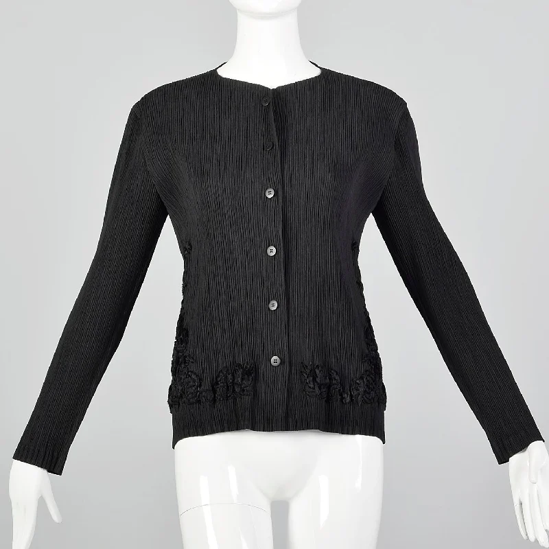 Medium Issey Miyake 1990s Pleated Cardigan Elegant Classic Vintage