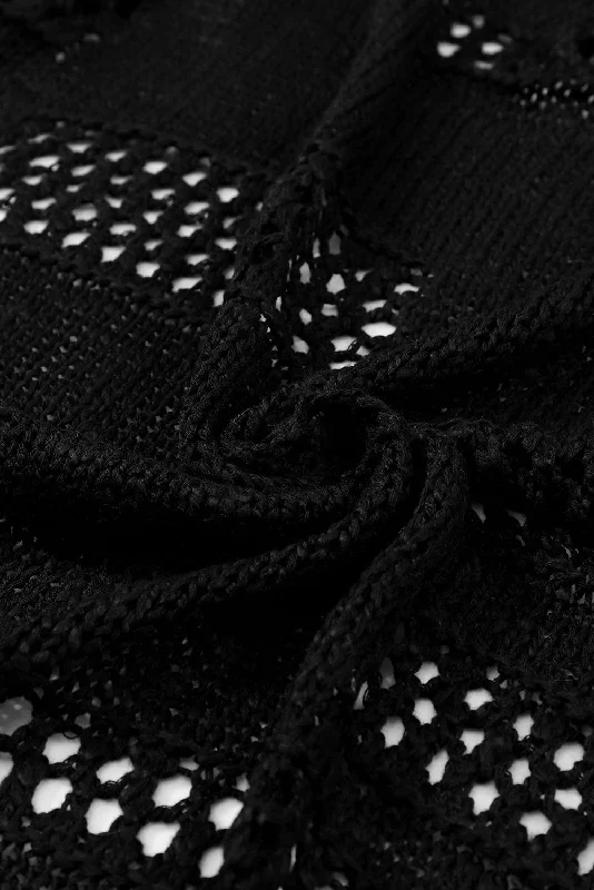 Black Knit Cardigan Embroidered Appliqued Beaded