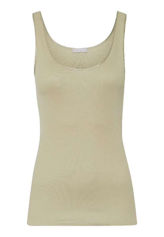 Cotton Seamless Round Neck Cotton Tank Top | Moss Green 71604-2720 seamless tank top
