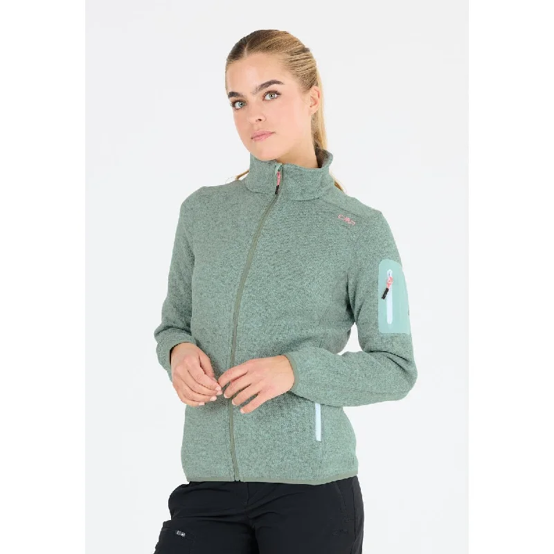 CMP WOMAN KNITTECH FLEECE JACKET - Jade-Salvia Faux Fur Fabric Real Fur Fabric Shearling Fabric