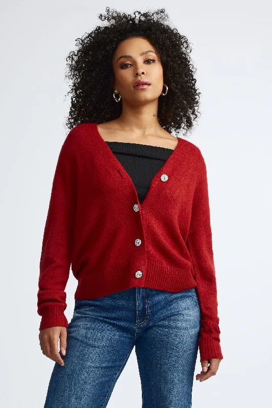 Cardigan boutons bijoux - Femme Boxy Cardigan Fitted Cardigan A-Line
