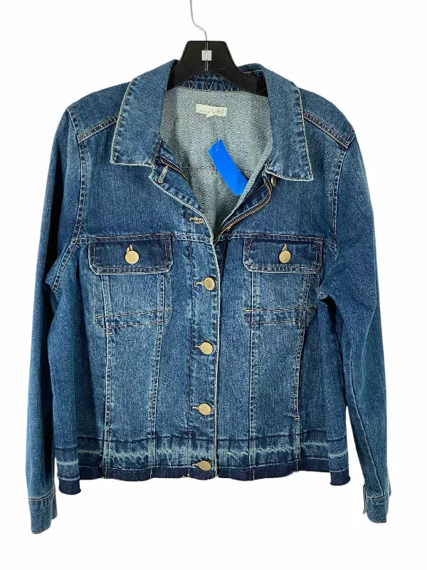 Artisan Crafted Size XL Medium wash Denim Button Up Jacket Hooded Jacket Caped Jacket Shawl Collar Jacket