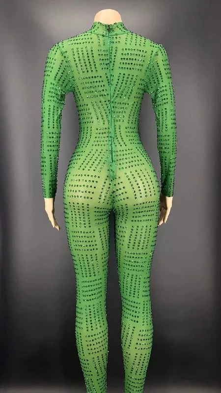 Green Cardigan and Jumpsuit Spandex Rayon Corduroy