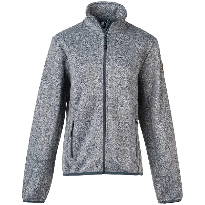 Samani W Melange Fleece Jacket - Light Grey Melange Zippered Front Buttoned Front Snap Front