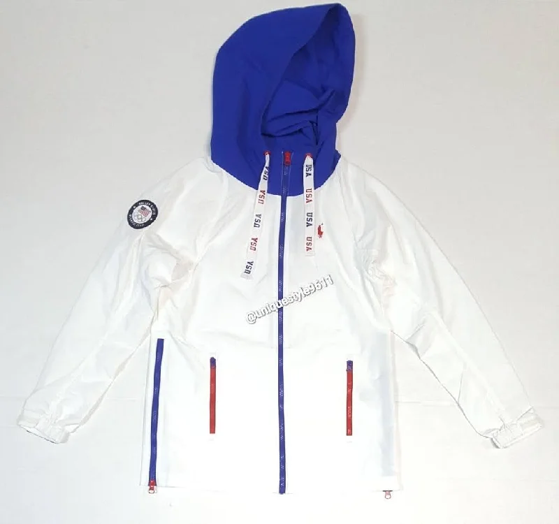 Nwt Ralph Lauren Women's White/Royal Blue Olympic Windbreaker Jacket Faux Fur Jacket Real Fur Jacket Shearling Jacket Nwt Ralph Lauren Women's White/Royal Blue Olympic Windbreaker Jacket Faux Fur Jacket Real Fur Jacket Shearling Jacket