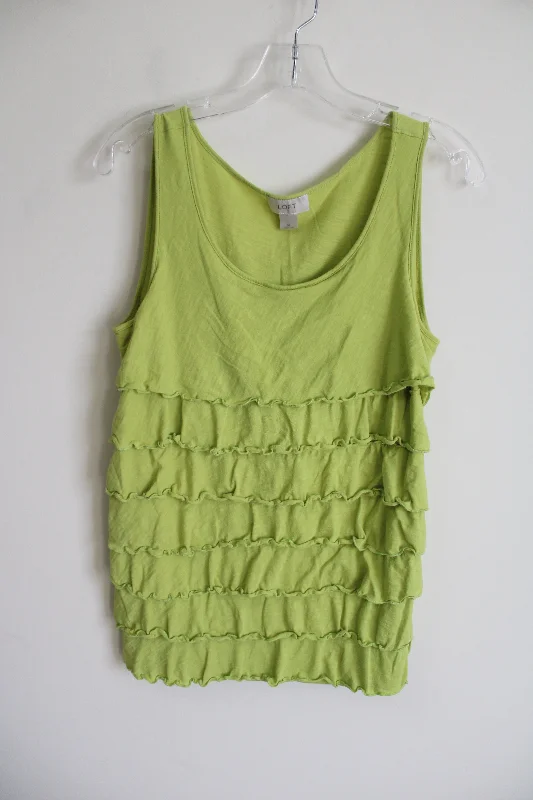 LOFT Green Ruffle Tank | M cute tank top