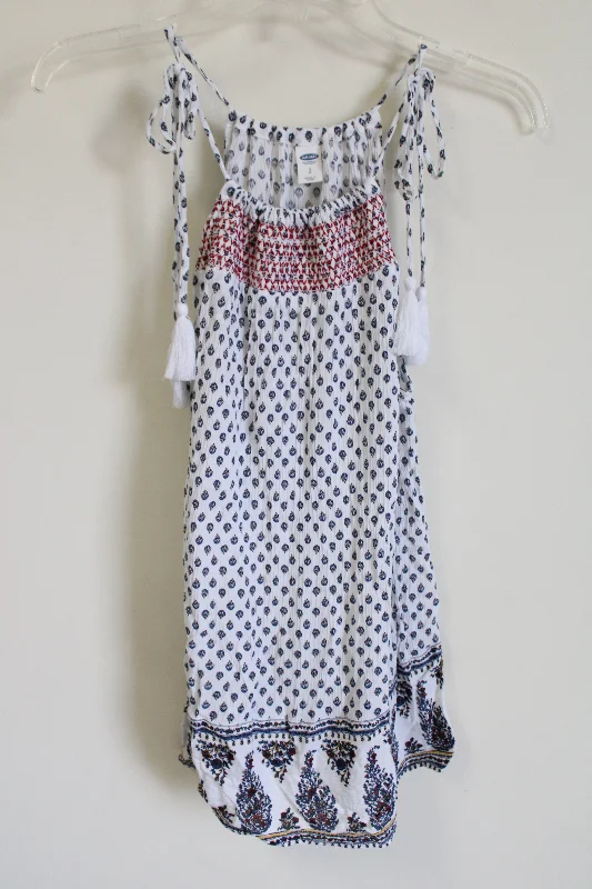 Old Navy White Blue Patterned Tank | S Petite striped tank top