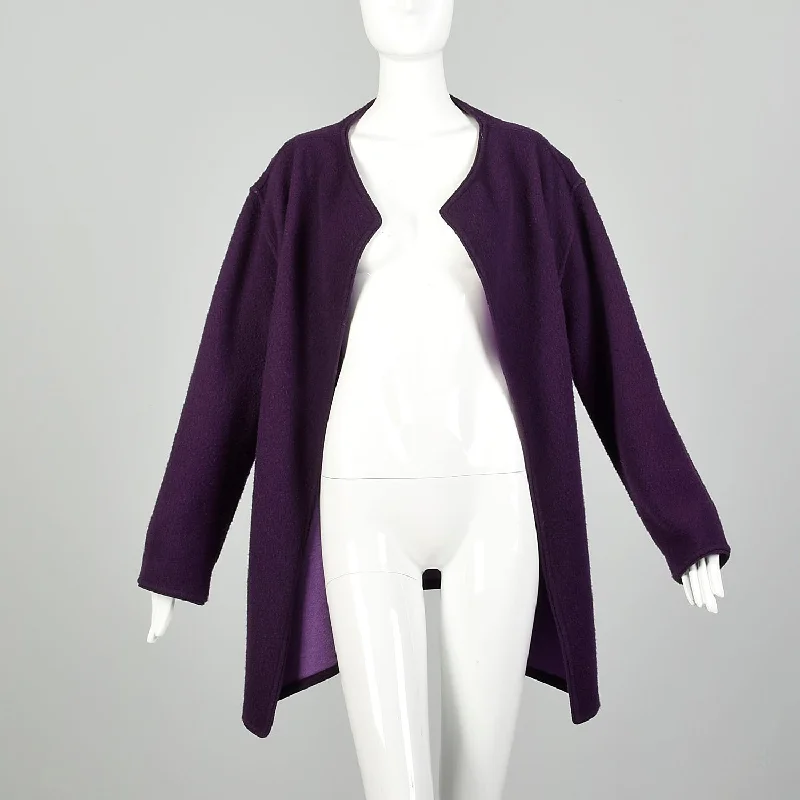 Eileen Fisher Purple Knit Cardigan Aubergine Clutch Jacket Nylon Fabric Polyester Fabric Spandex Fabric