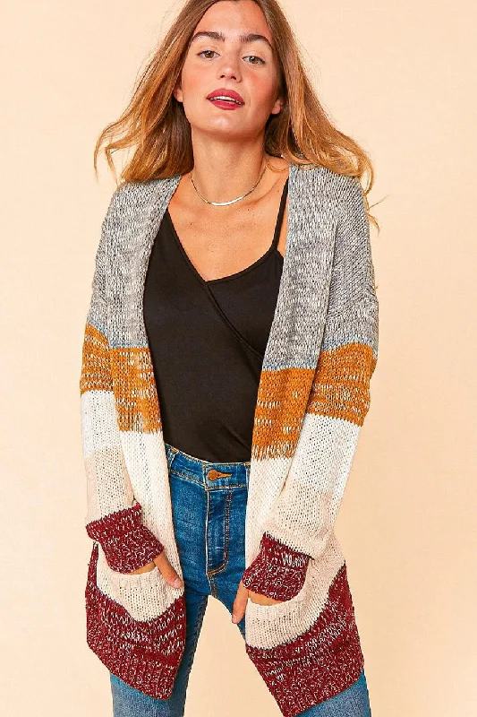 Caramel & Wine Ombré Cardigan Fleece Fabric Down Fabric Feather Fabric