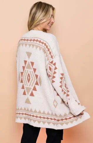 Cream Aztec Sweater Cardigan Cardigan Knitwear Sweater