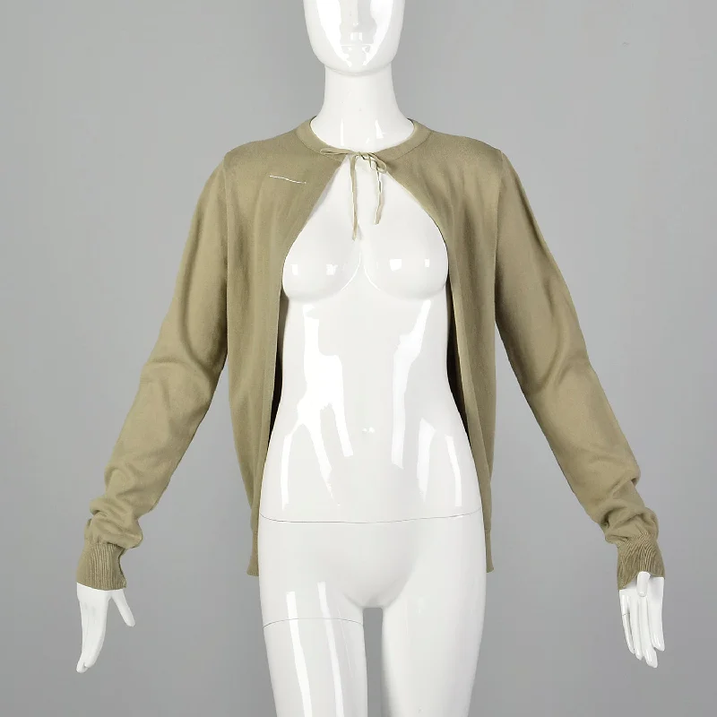 Maison Margiela Miss Deanna Sage Drawstring Neck Cardigan Iron Safe Non-Iron Wrinkle Free