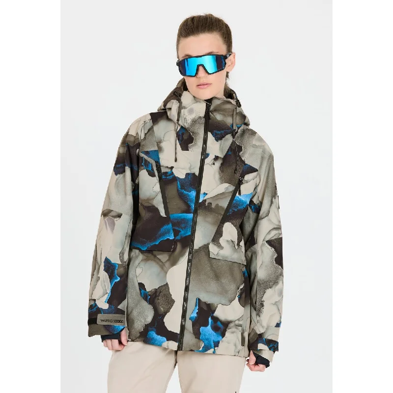 Palmdale W Printed Ski Jacket W-PRO 10000 Hooded Jacket Caped Jacket Shawl Collar Jacket