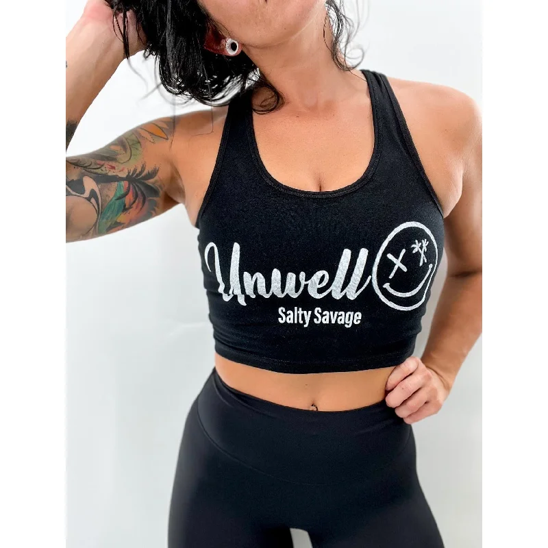 Salty Savage Ladies "UNWELL" Cropped Racerback Tank flowy tank top