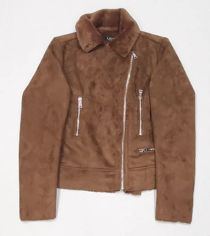 Lauren Ralph Lauren Women's Faux Fur Jacket Knit Fabric Woven Fabric Fleece Fabric