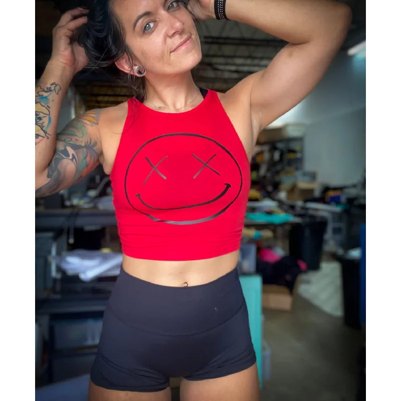 Salty Savage Ladies "OG Smile" High Neck Crop Tank vibrant tank top
