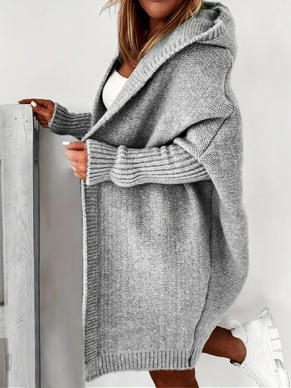 Autumn Knit Hooded Cardigan Transparent Opaque Sheer