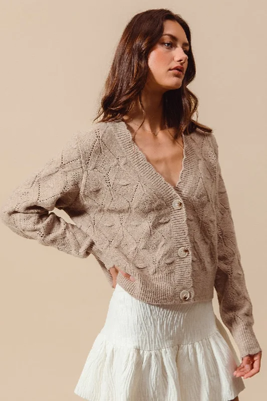 The Rosemary Knit Scalloped Cardigan Print Jacquard Patchwork