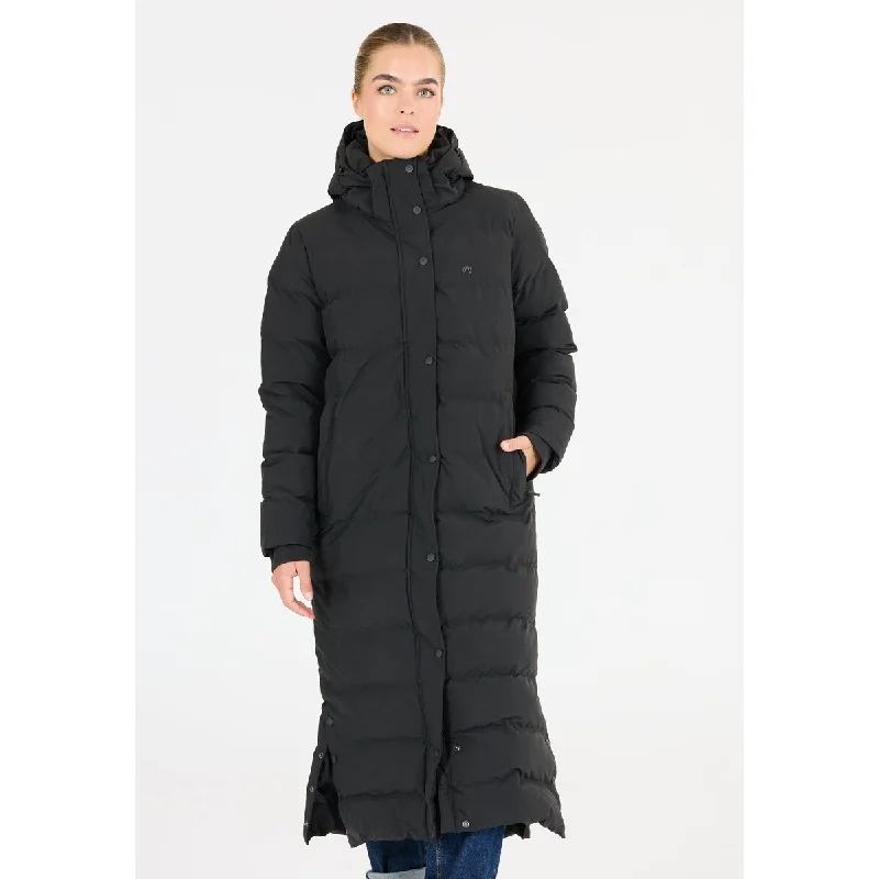 Joann W Long Puffer Jacket A-Line Jacket Boat Neck Shawl Collar