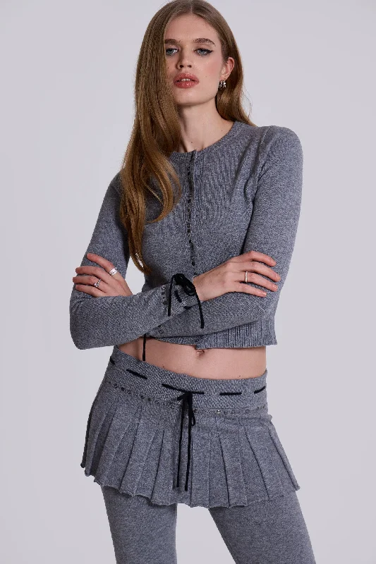 WFH Studded Cardigan Herringbone Houndstooth Plaid