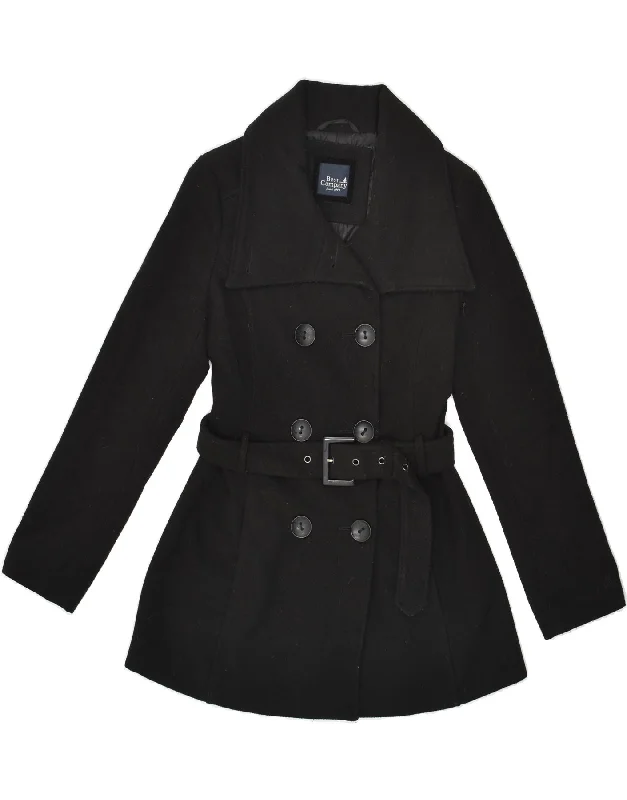 BEST COMPANY Womens Double Breasted Coat UK 14 Medium Black