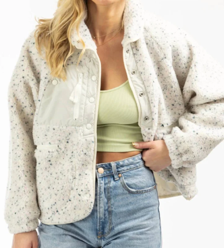 Dotted Snap Button Jacket In Sherpa