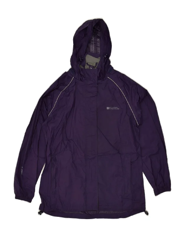 MOUNTAIN WAREHOUSE Womens Hooded Raincoat UK 12 Medium Purple Nylon