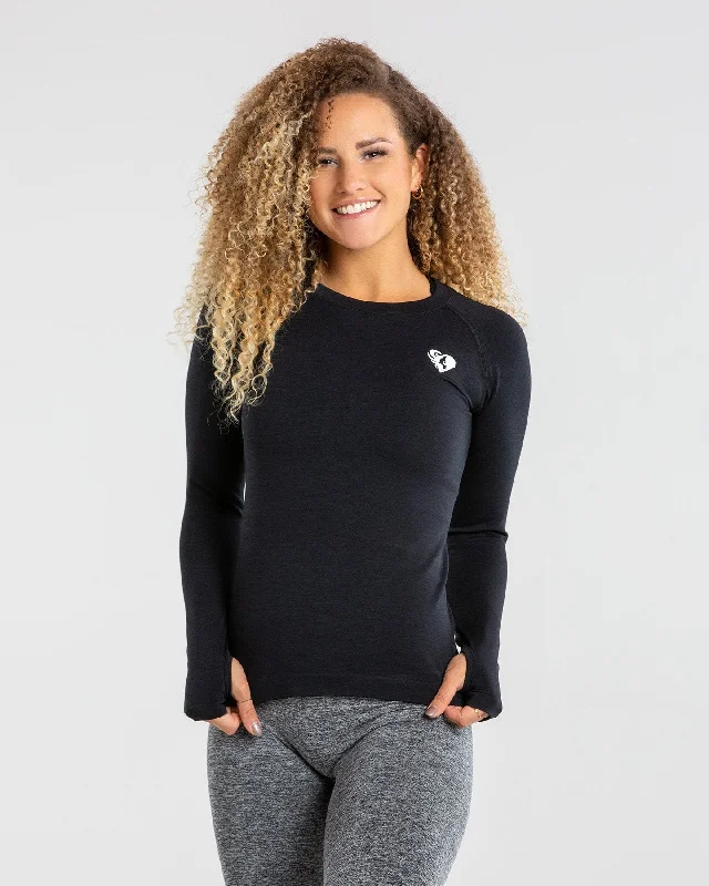 Move Seamless Long Sleeve Top | Black Marl