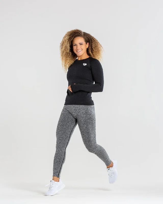 Move Seamless Long Sleeve Top | Black Marl