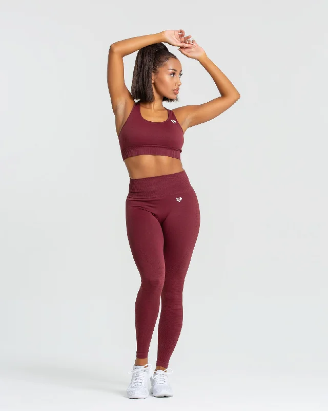 Power Seamless Sports Bra | Burgundy