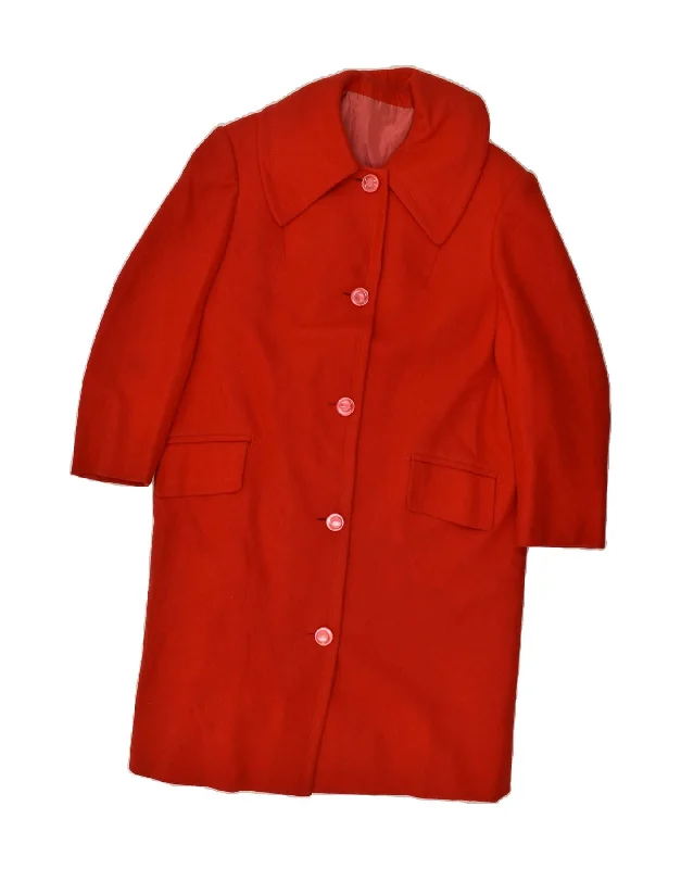 VINTAGE Womens Overcoat UK 14 Large Red