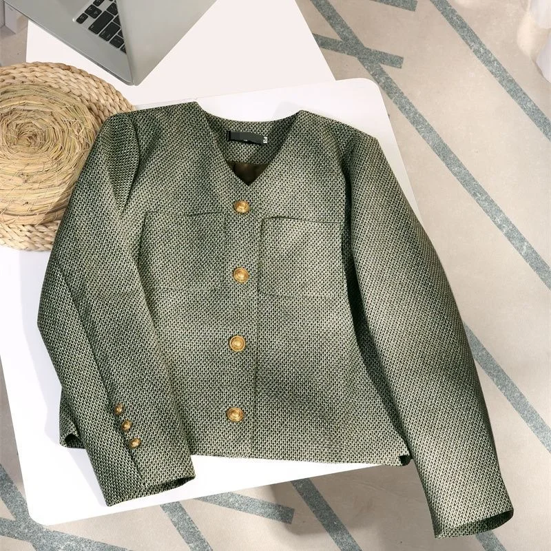 Women's Woolen Tweed Jacket Top