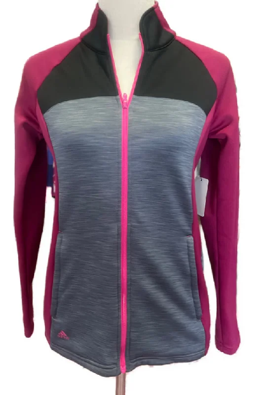 Adidas Women's Magenta, Black & Gray Color-block Golf Jacket Size S MSP$75