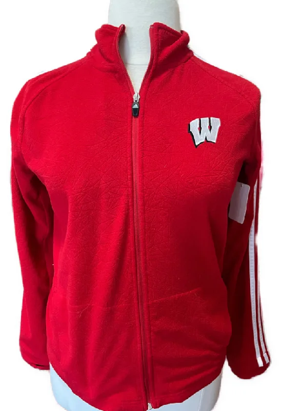 Adidas Women's Red Full-Zip Wisconsin Fleece w/ Stripes Size XL