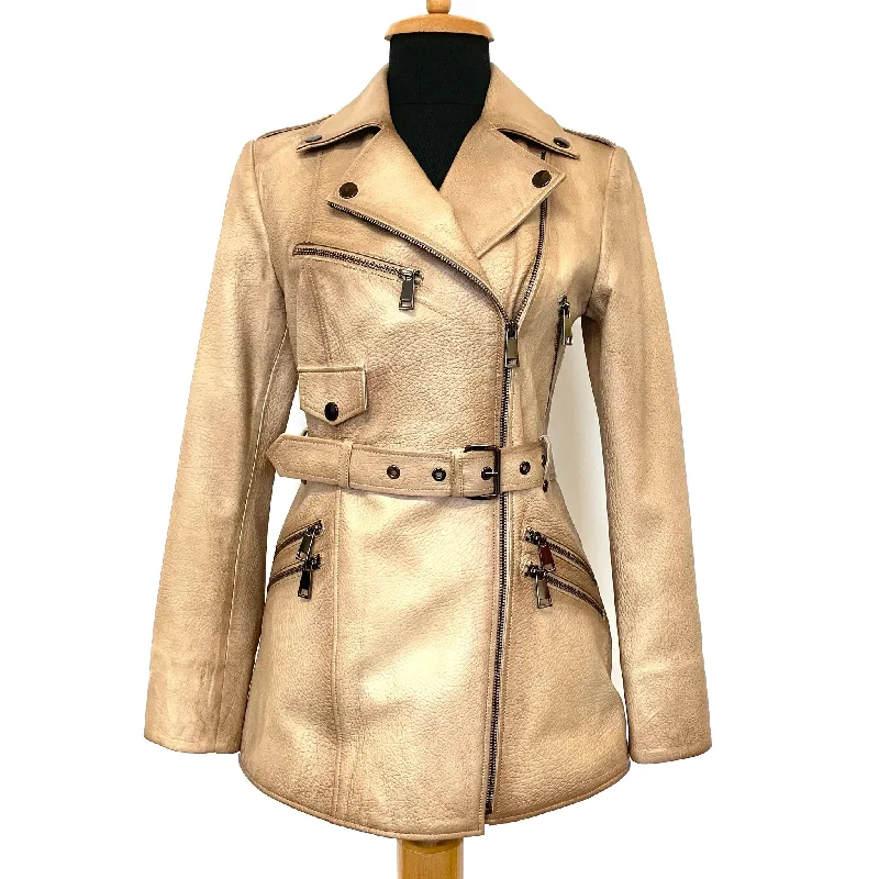 Ali's Long Motorcycle Trench Lambskin Jacket