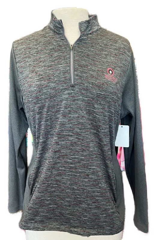 Antigua Gray Striped Pullover with Logo Size XL MSP$68