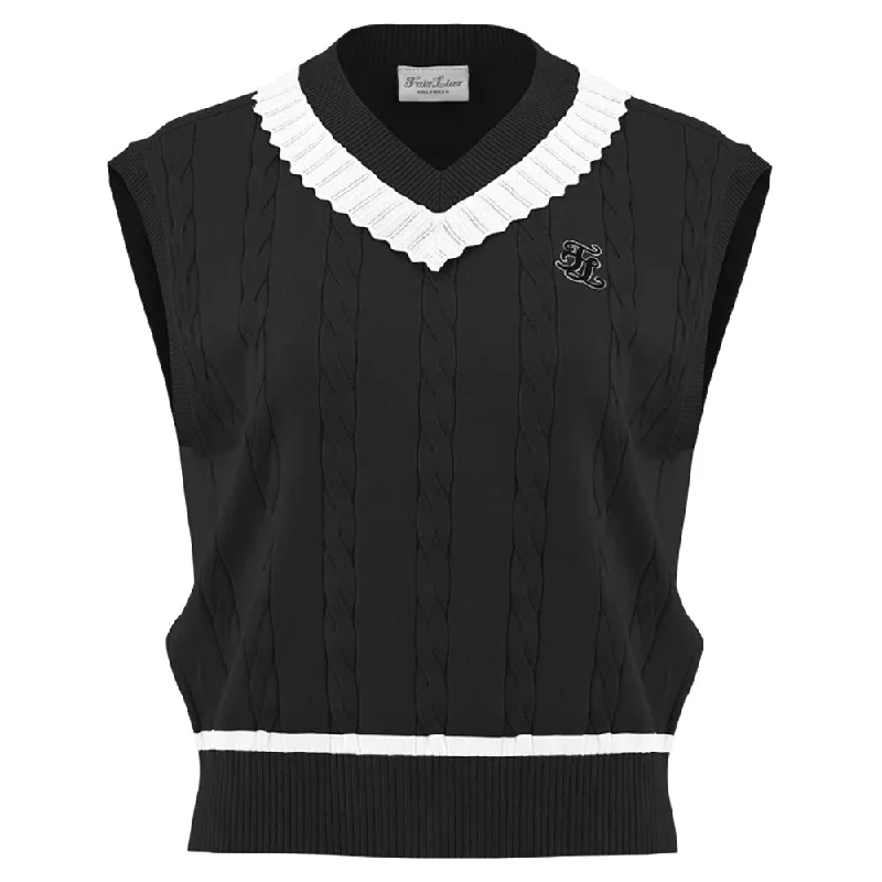 Fairliar V-neck Frill Knit Golf Vest 2024 Women