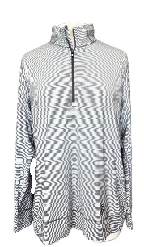 Footjoy Gray & White Mini-Stripe Quarter Zip Pullover Size XL MSP$115