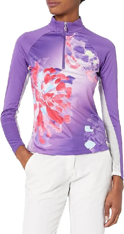 Greg Norman Women's Solar XP Purple Floral Golf Pullover Size XL MSP$79