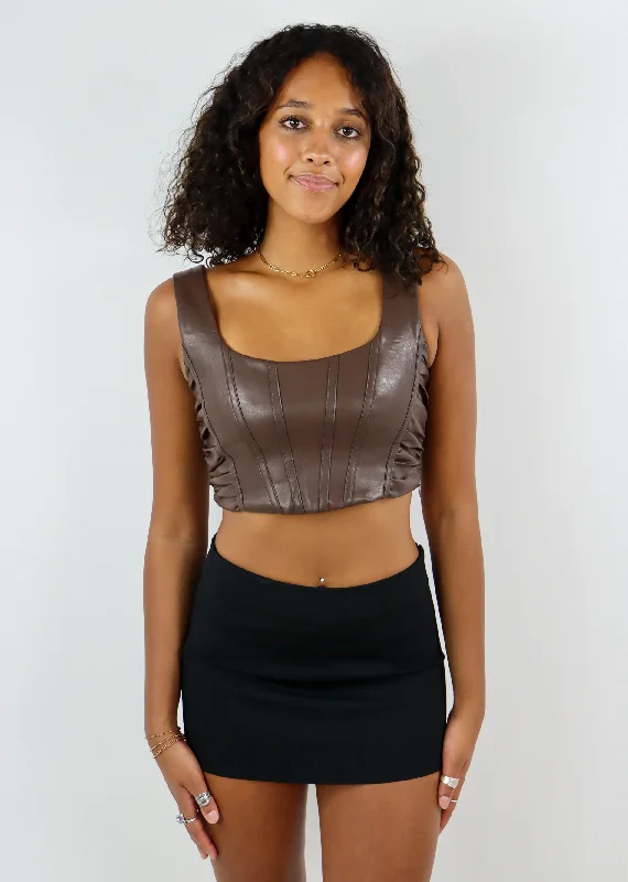 We Got That Cool Leather Corset Tank ★ Brown