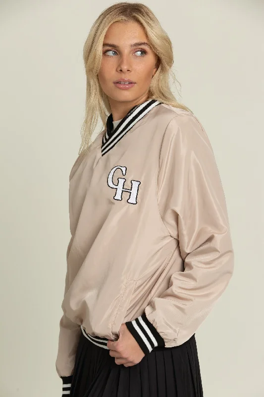 Light Beige GH Baseball V-Neck Pullover