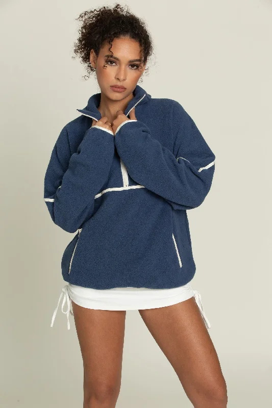 Navy Minimalistic Half-Zip Pullover