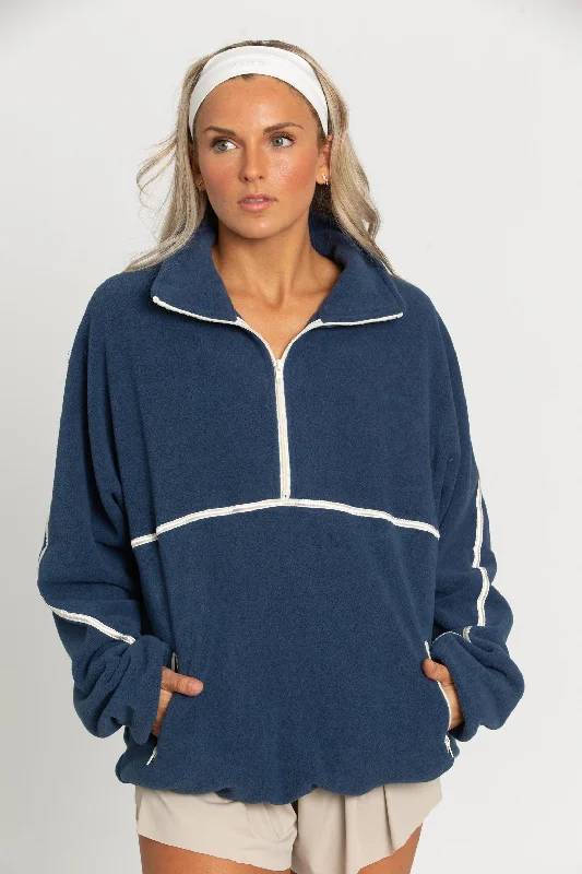 Navy Minimalistic Half-Zip Pullover