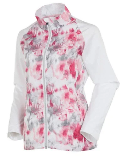 New Sunice Pink & White Floral Windwear Jacket Size XL