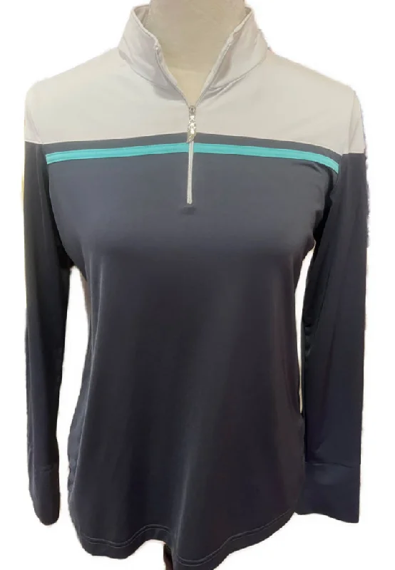 Sport Haley Gray, White & Blue Women's Golf Pullover Size M MSP$80