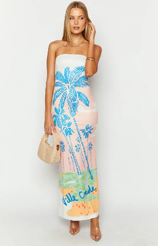 Arizona Ville Crede Palm Print Maxi Dress