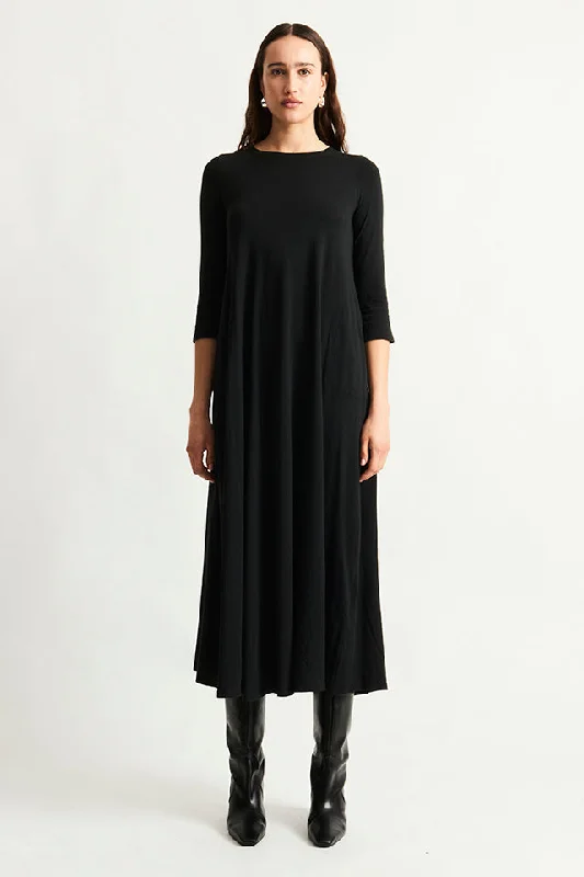 Black Classic Jersey Drama Maxi Dress