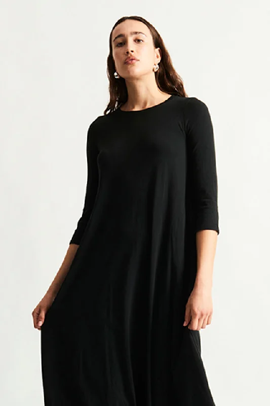 Black Classic Jersey Drama Maxi Dress