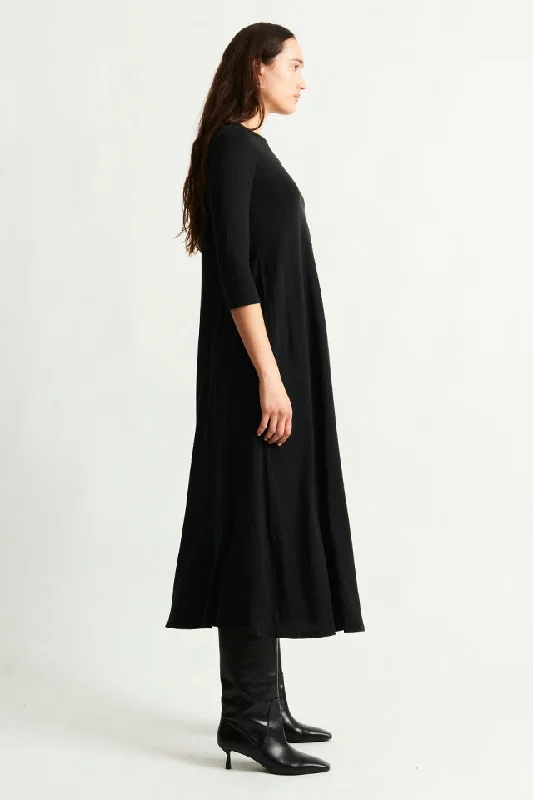 Black Classic Jersey Drama Maxi Dress