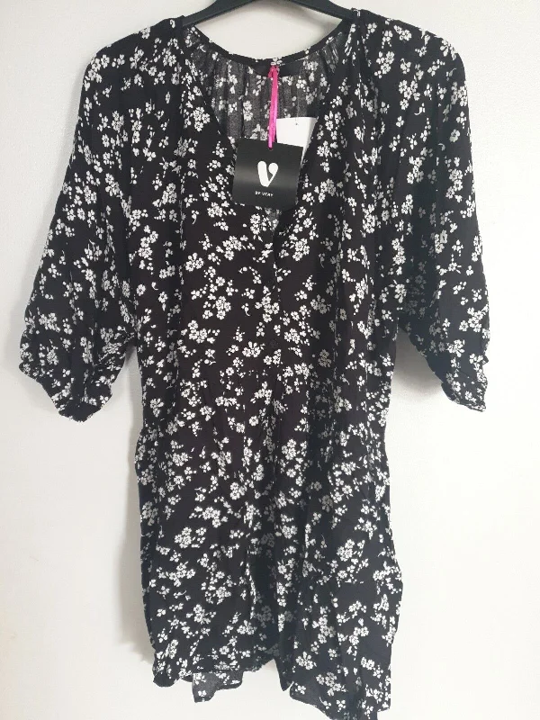 Black Mono Print Dress UK 12 ****Ref V551